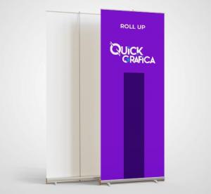 Banner Roll Up Estrutura em alumínio 80 x 200 cm 4x0 - Colorido Frente / Verso sem impressão Lona Impressa com qualidade fotografa Acompanha Bag com alça Acompanha bolsa para transporte
