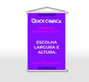 Banner - Tamanho Personalizado Lona 380g  4x0 - Colorido Frente / Verso sem impressão  Bastão de Madeira + Cordinha de Nylon + Ponteiras branca 