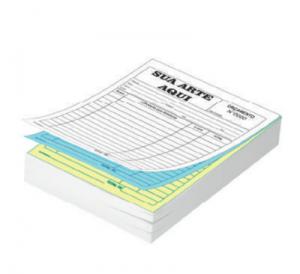 Blocos com 3 vias Autocopiativo Papel Carbonado 56g 7,5x10,5cm 1x0 - Preto e Branco Frente / Verso sem impressão  Bloco c/ 150 Folhas 3 vias