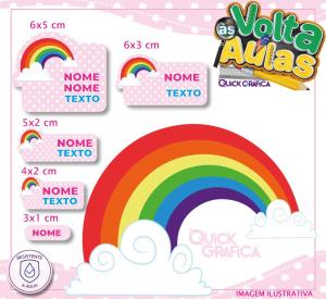 Etiqueta Escolar - ARCO IRIS Vinil Adesivo Brilho  Impressão com Qualidade Fotográfica Resistente a Água Semi Corte Personalizado 