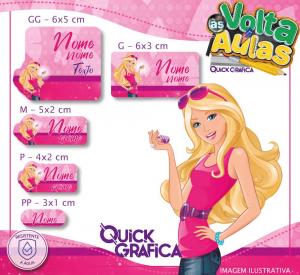 Etiqueta Escolar - BARBIE Vinil Adesivo Brilho  Impressão com Qualidade Fotográfica Resistente a Água Semi Corte Personalizado 