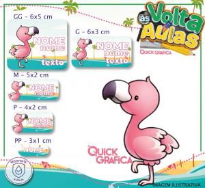 Etiqueta Escolar - FLAMINGO Vinil Adesivo Brilho  Impressão com Qualidade Fotográfica Resistente a Água Semi Corte Personalizado 