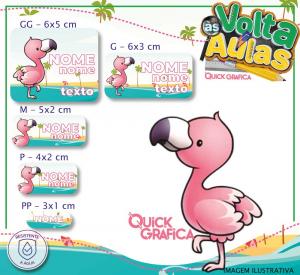 Etiqueta Escolar - FLAMINGO Vinil Adesivo Brilho  Impressão com Qualidade Fotográfica Resistente a Água Semi Corte Personalizado 