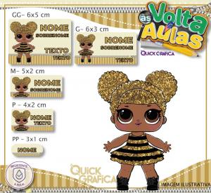 Etiqueta Escolar - LOL QUEEN BEE Vinil Adesivo Brilho  Impressão com Qualidade Fotográfica Resistente a Água Semi Corte Personalizado 