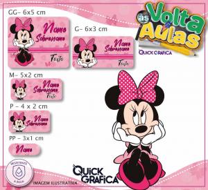 Etiqueta Escolar - MINNIE Vinil Adesivo Brilho  Impressão com Qualidade Fotográfica Resistente a Água Semi Corte Personalizado 