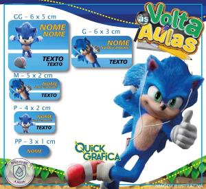 Etiqueta Escolar - SONIC Vinil Adesivo Brilho  Impressão com Qualidade Fotográfica Resistente a Água Semi Corte Personalizado 