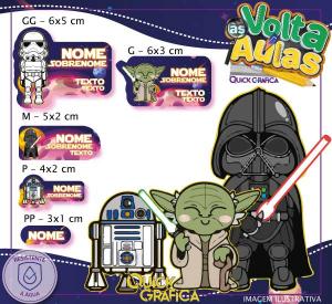 Etiqueta Escolar - STAR WARS Vinil Adesivo Brilho  Impressão com Qualidade Fotográfica Resistente a Água Semi Corte Personalizado 