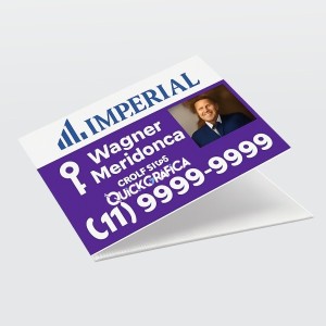 Placa Imobiliária 60x40cm PVC 1mm 60x40cm UV - 4x0 - Colorido Frente / Verso sem impressão   