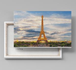 Quadro Decorativo Tela em Canvas - TORRE EIFFEL 1 Tela em Tecido Canvas Paisagem Qualidade Fotográfica Semi Brilho Moldura interna de madeira 