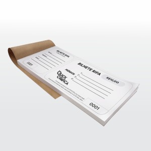 Rifa Personalizada Papel Comum 75g 15x7cm 1x0 - Preto e Branco Frente / Verso sem impressão  Bloco c/ 50 unidades 